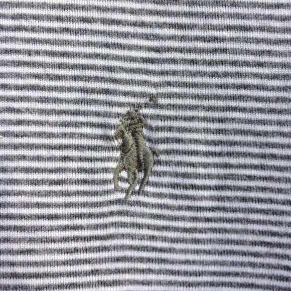 Ralph Lauren fitted striped tee shirt top blouse stretchy crew neck polo white - Picture 7 of 8